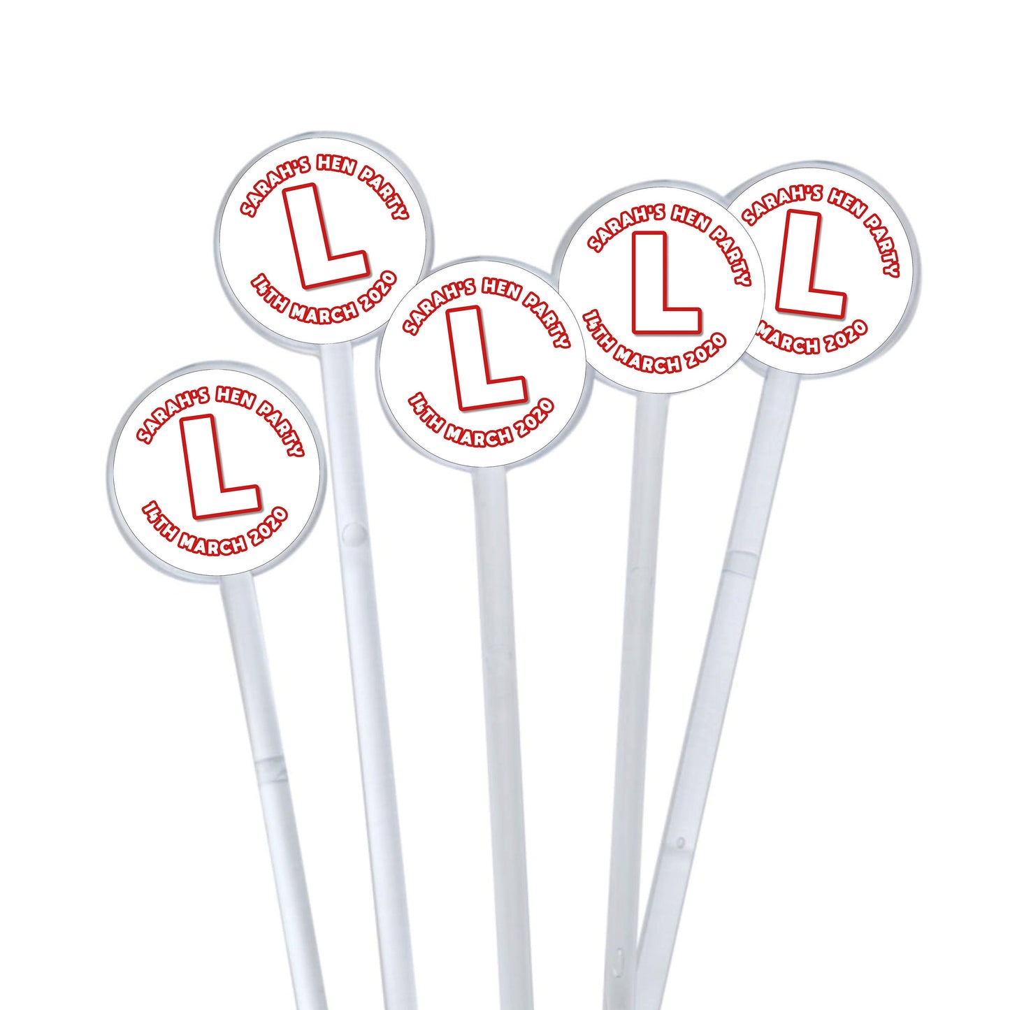 L Learner Hen Party Cocktail Stirrers, Hen Party Swizzle Sticks, Hen Party Drinks Stirrers, Wedding Stirrers, Personalised Cocktail Stirrers