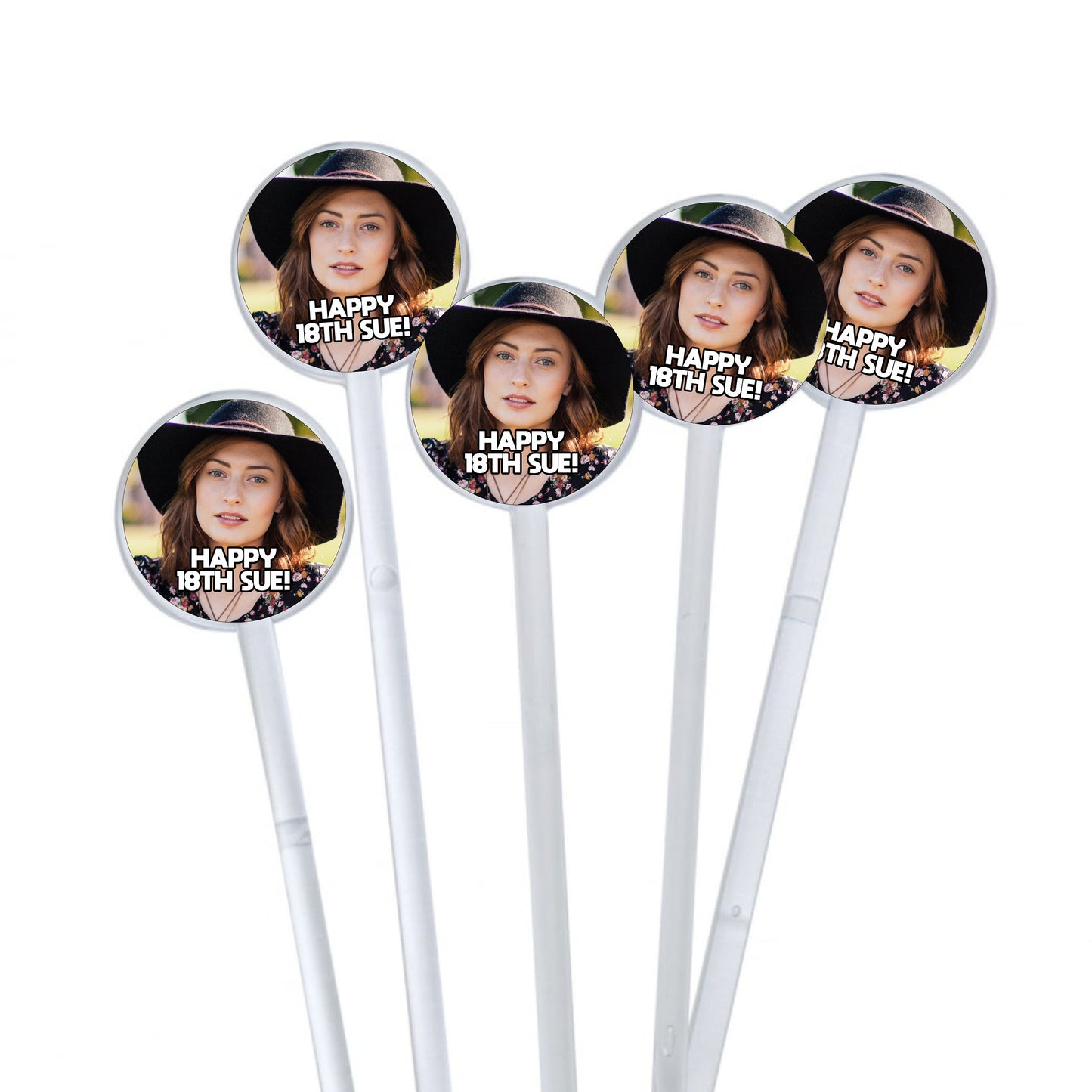 Birthday Cocktail Stirrers, Anniversary Swizzle Sticks, Hen Party Drinks Stirrers, Wedding Stirrers, Personalised Picture Cocktail Stirrers