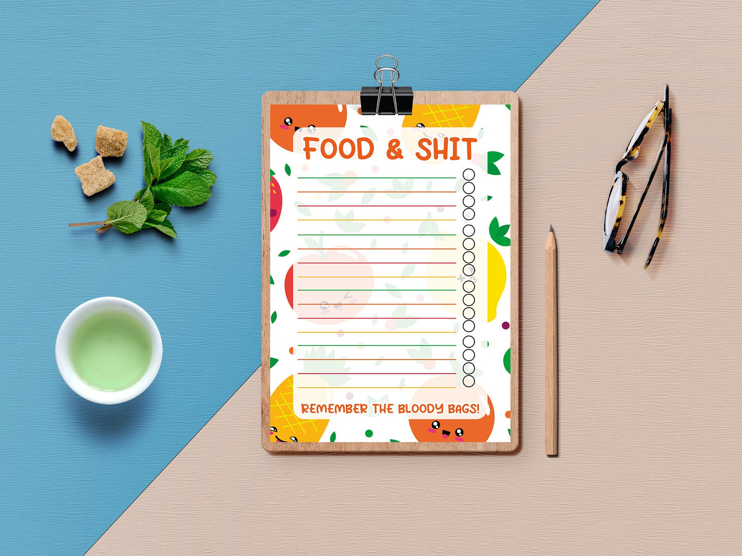 Food & Shit Pad | A6 Notepad, Stocking Filler / Birthday Gift