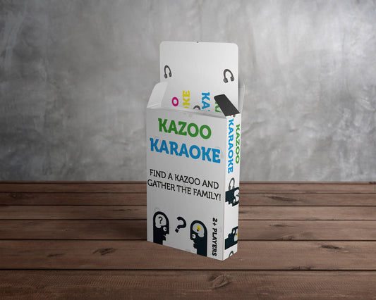 Kazoo Karaoke Music Decades - 52 Cards with 192 Playful Prompts (Charades for Adults/Family, Christmas Game and Holiday Games)