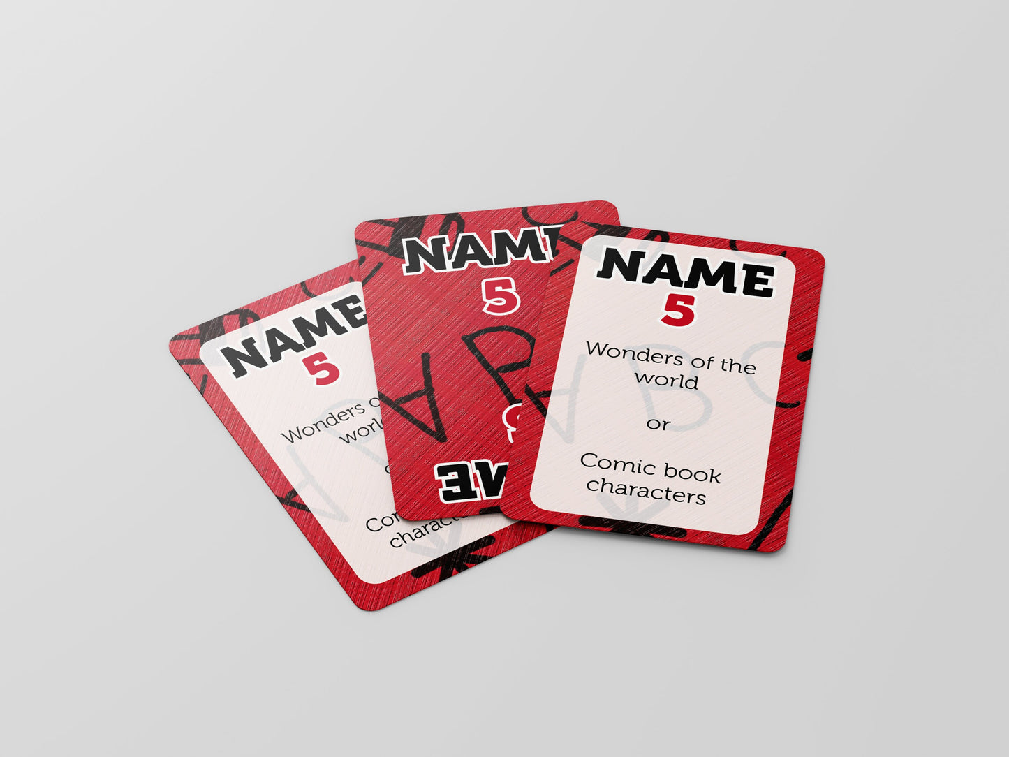 Name 5 Card Game - 52 Cards with 96 Playful Prompts (Family Game, Christmas Game and Holiday Games)