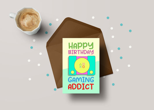 Happy Birthday Gaming Addict! - Funny Gamer Birthday Greeting Card - GC16