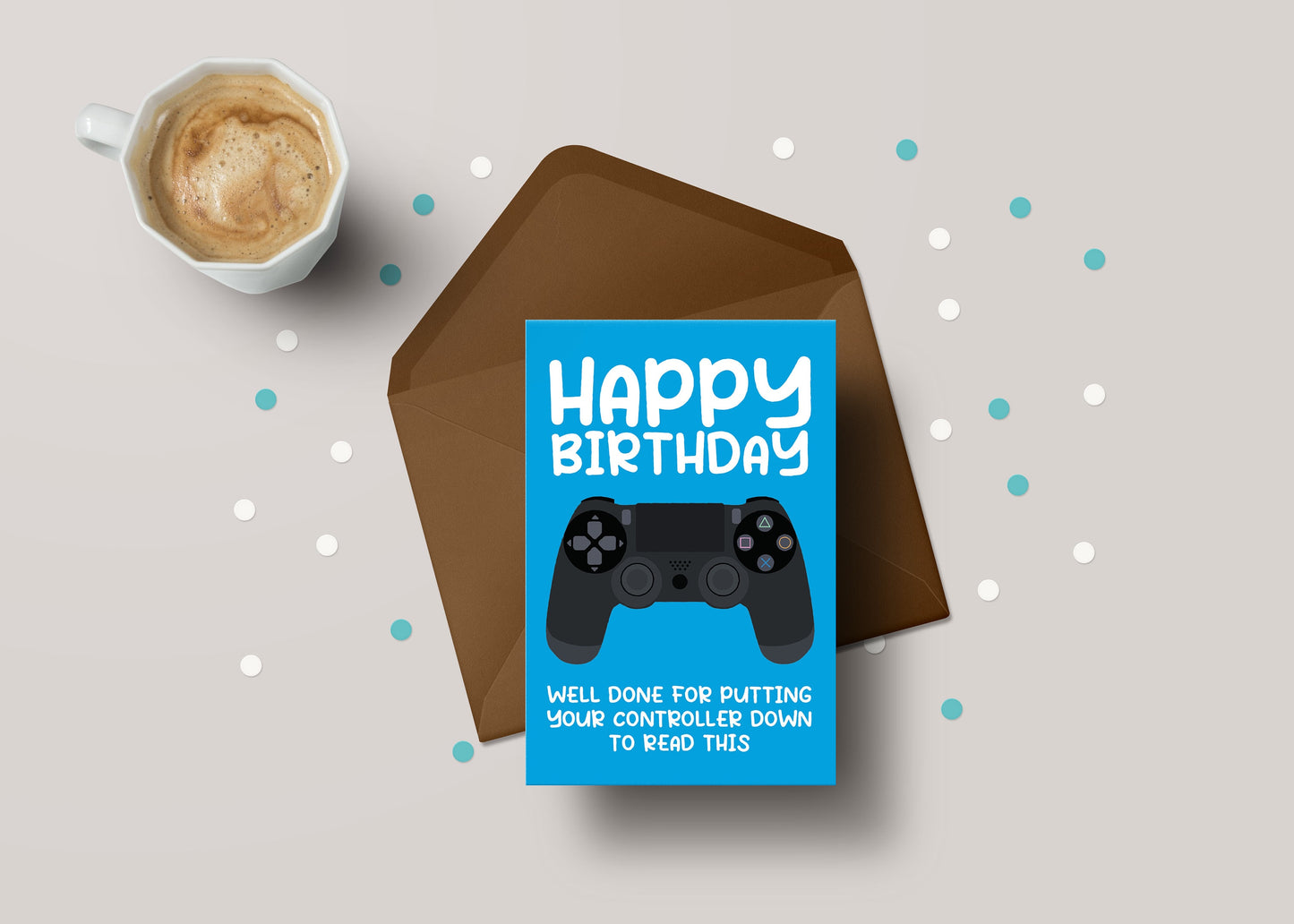 Happy Birthday Playstation 4 PS4 Controller Down! - Funny Gamer Birthday Greeting Card - GC18