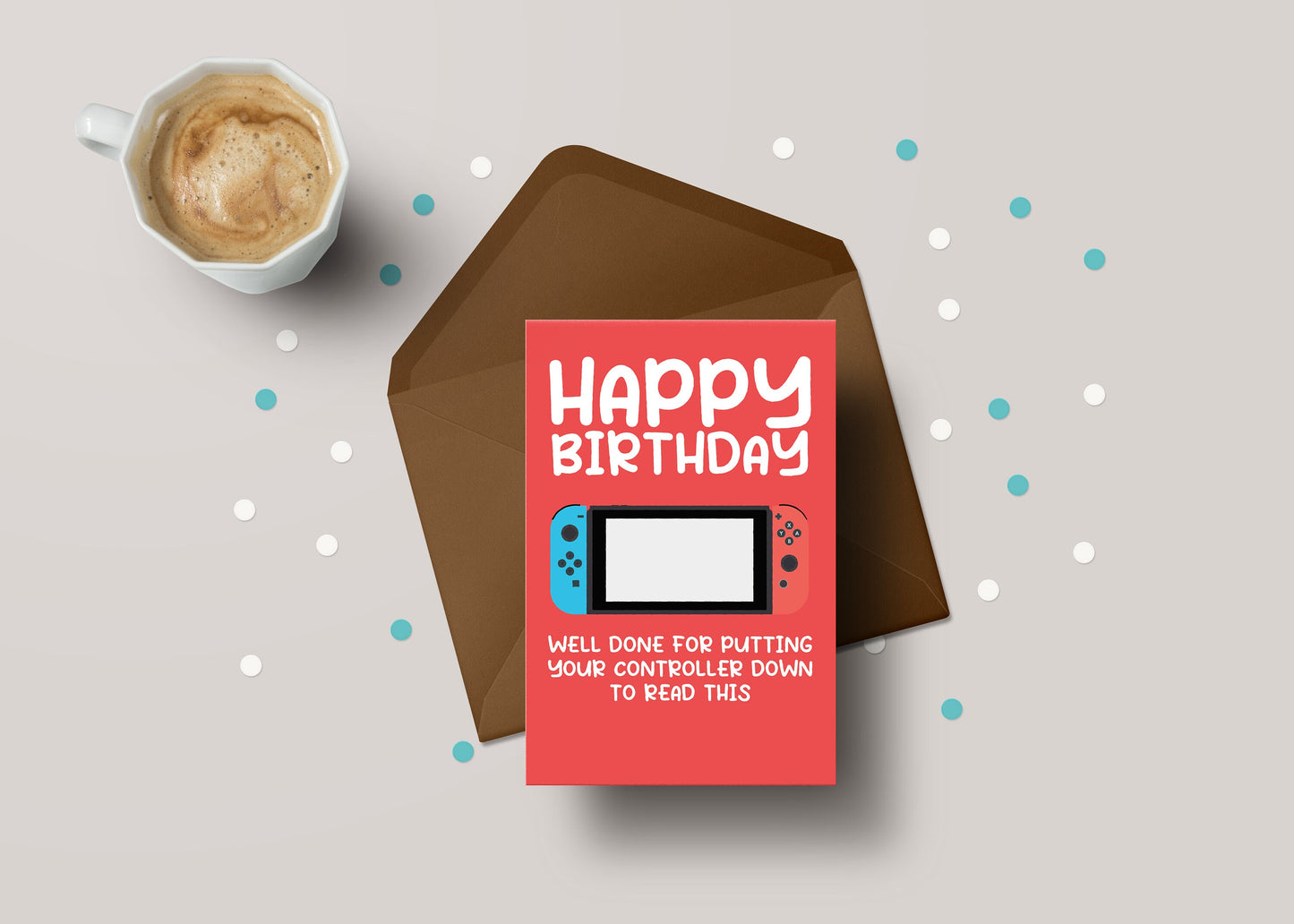 Happy Birthday Switch Controller Down! - Funny Gamer Birthday Greeting Card - GC20