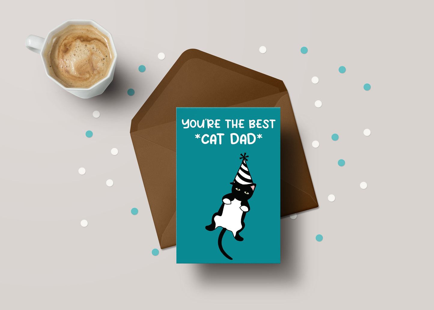 You're The Best Cat Dad! - Cat Owner Birthday Greeting Card - GC23