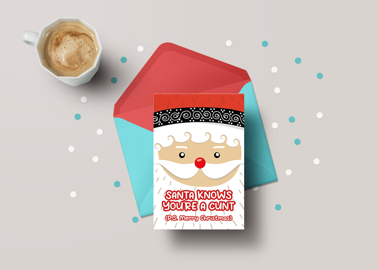 Santa Knows You're A C*nt! - Funny Personalised Christmas Greeting Card - GCXM09