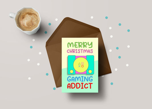 Merry Christmas Gaming Addict! - Funny Personalised Christmas Greeting Card - GCXM10