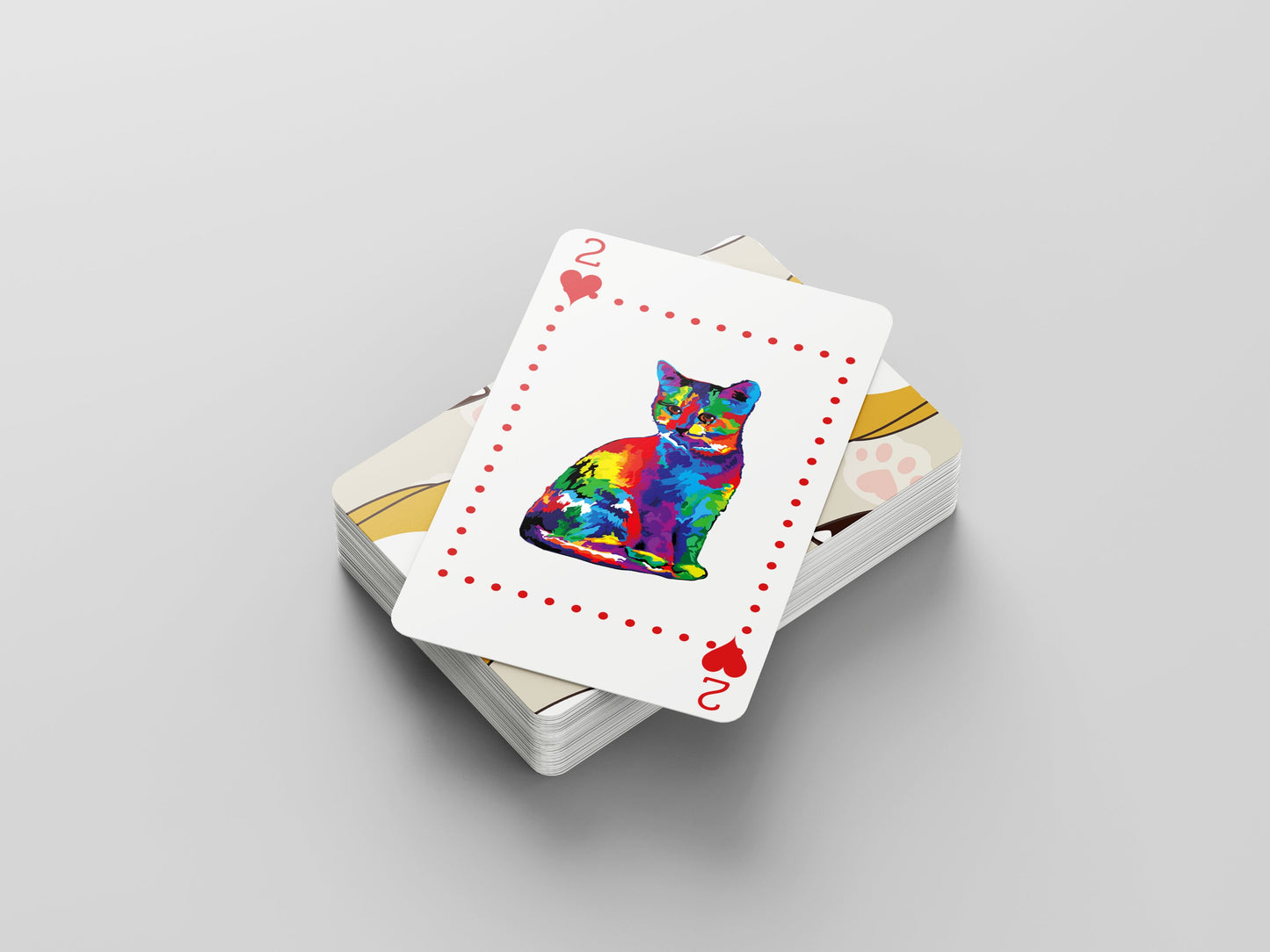 Modern Colourful Cat Playing Cards - 52 Playing Cards - Card Pack, Stocking Filler / Birthday Present