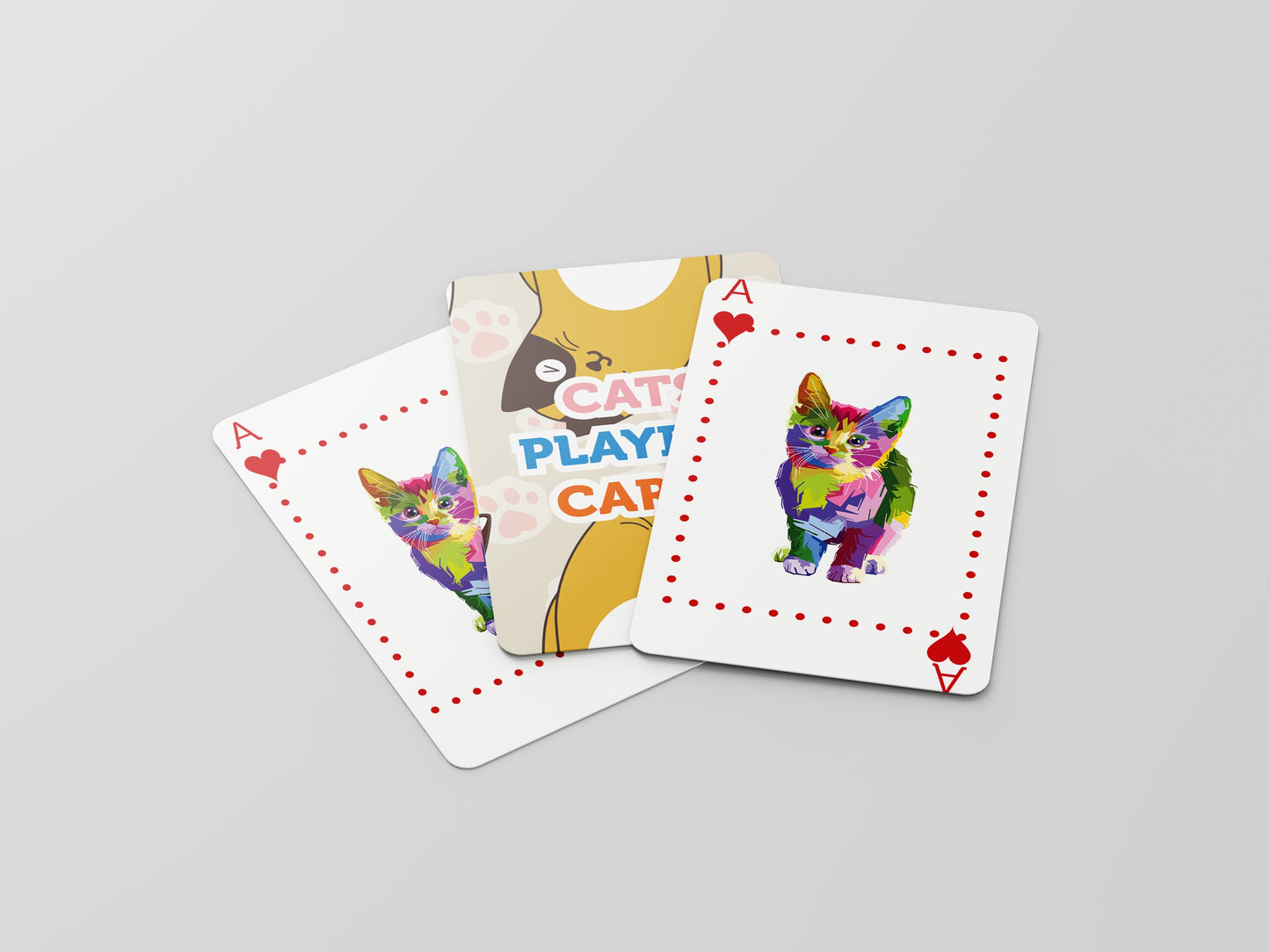 Modern Colourful Cat Playing Cards - 52 Playing Cards - Card Pack, Stocking Filler / Birthday Present