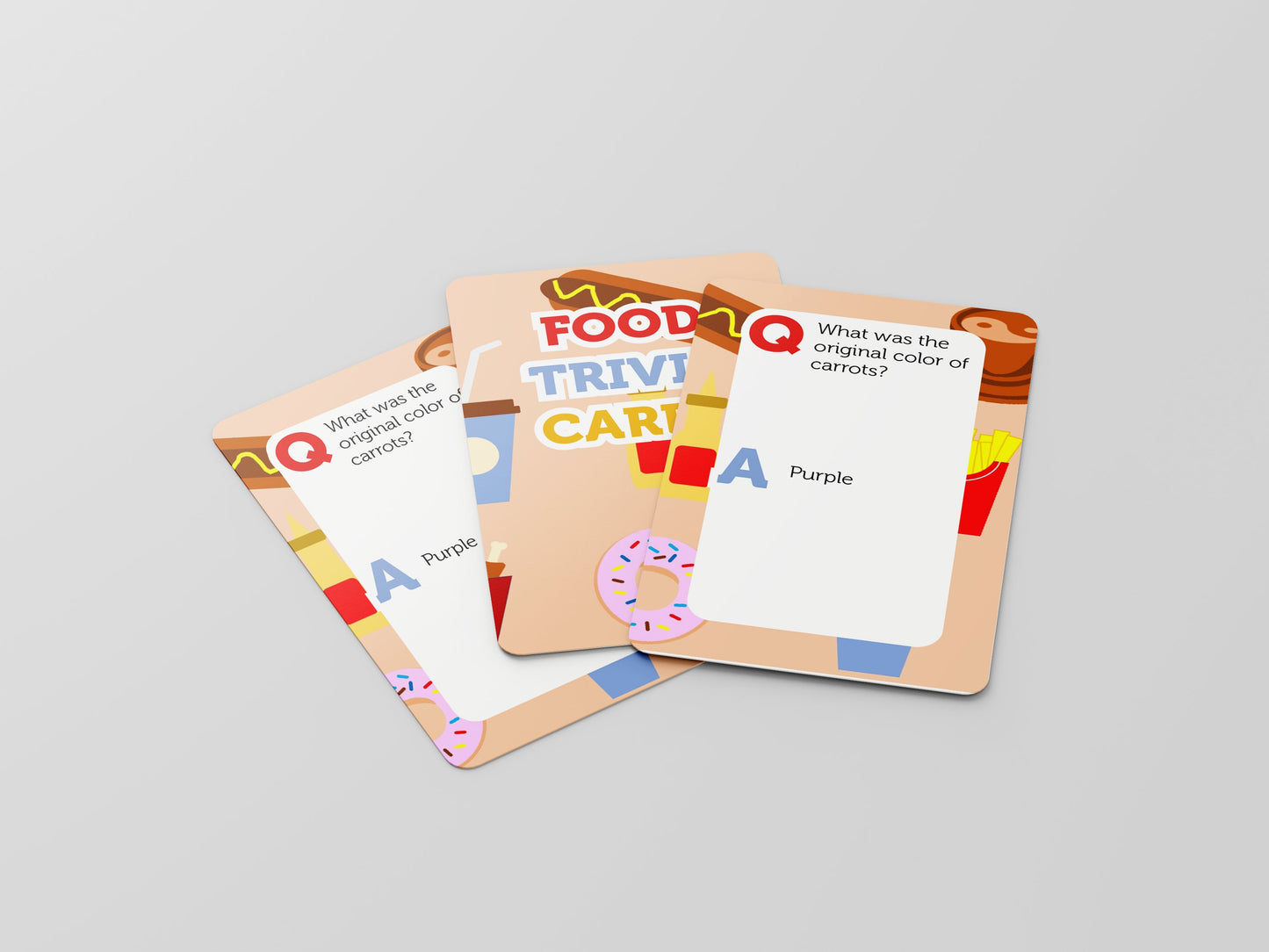 Food Trivia Quiz Card Pack with 48 Questions + 4 blank to add your own! Stocking Filler / Birthday Present