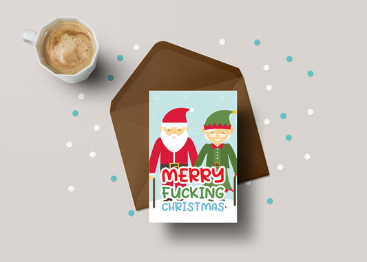 Merry Fucking Christmas! - Funny Personalised Friend Sibling Christmas Greeting Card - GCXM19