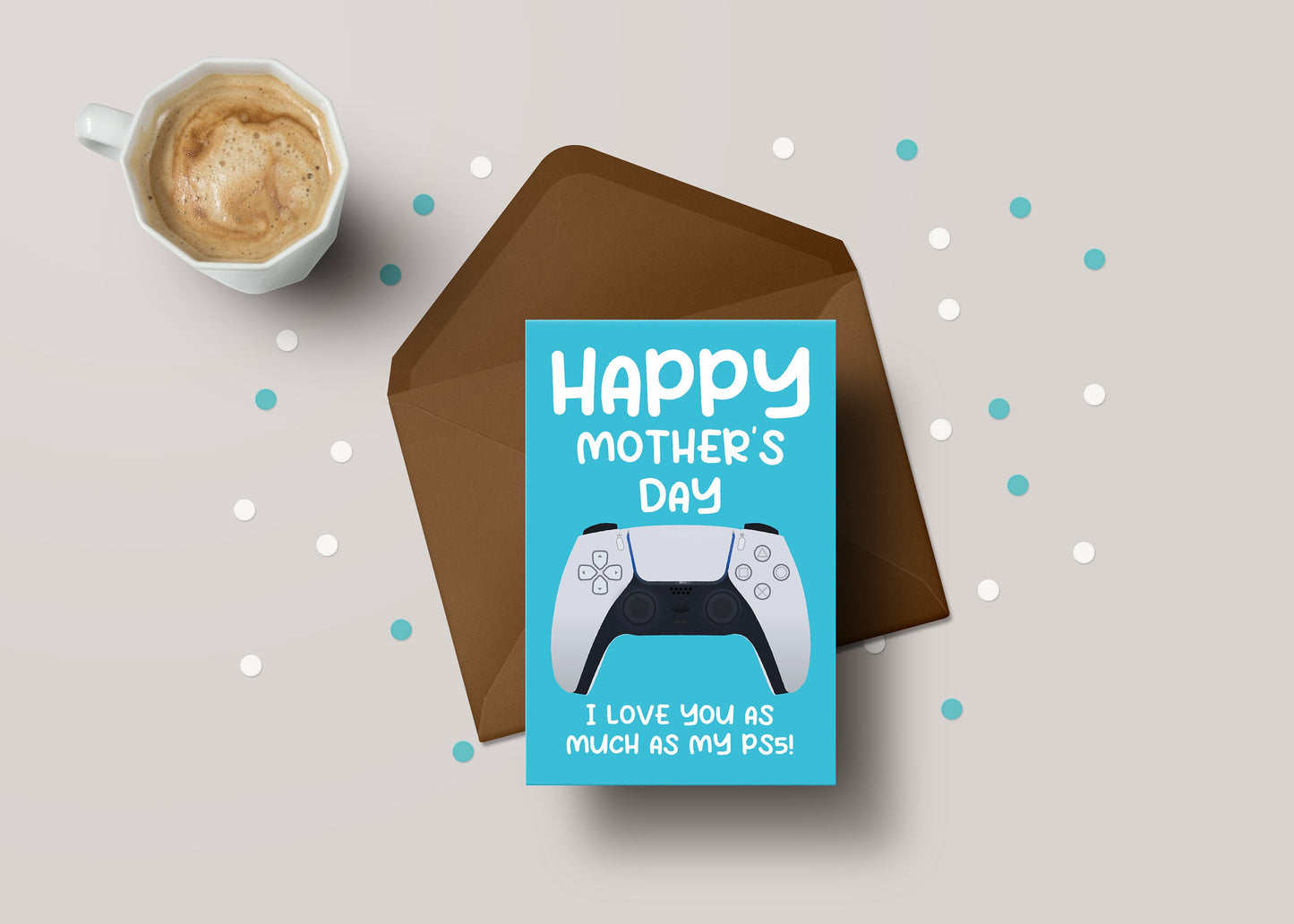 Happy Mothers Day Playstation 5 PS5 Love! - Funny Gamer Mothers Day Greeting Card - GC44