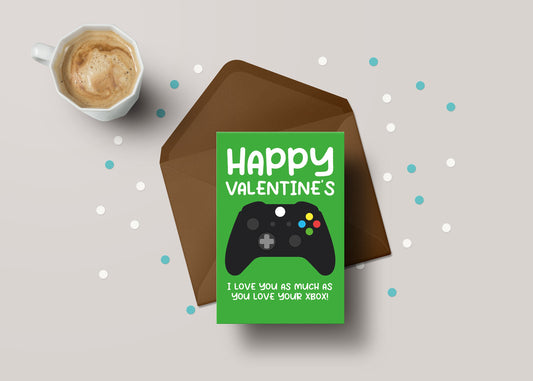 Happy Valentine's Xbox I Love You As Much As You Love Your Xbox! - Funny Gamer Valentines Greeting Card - GC55