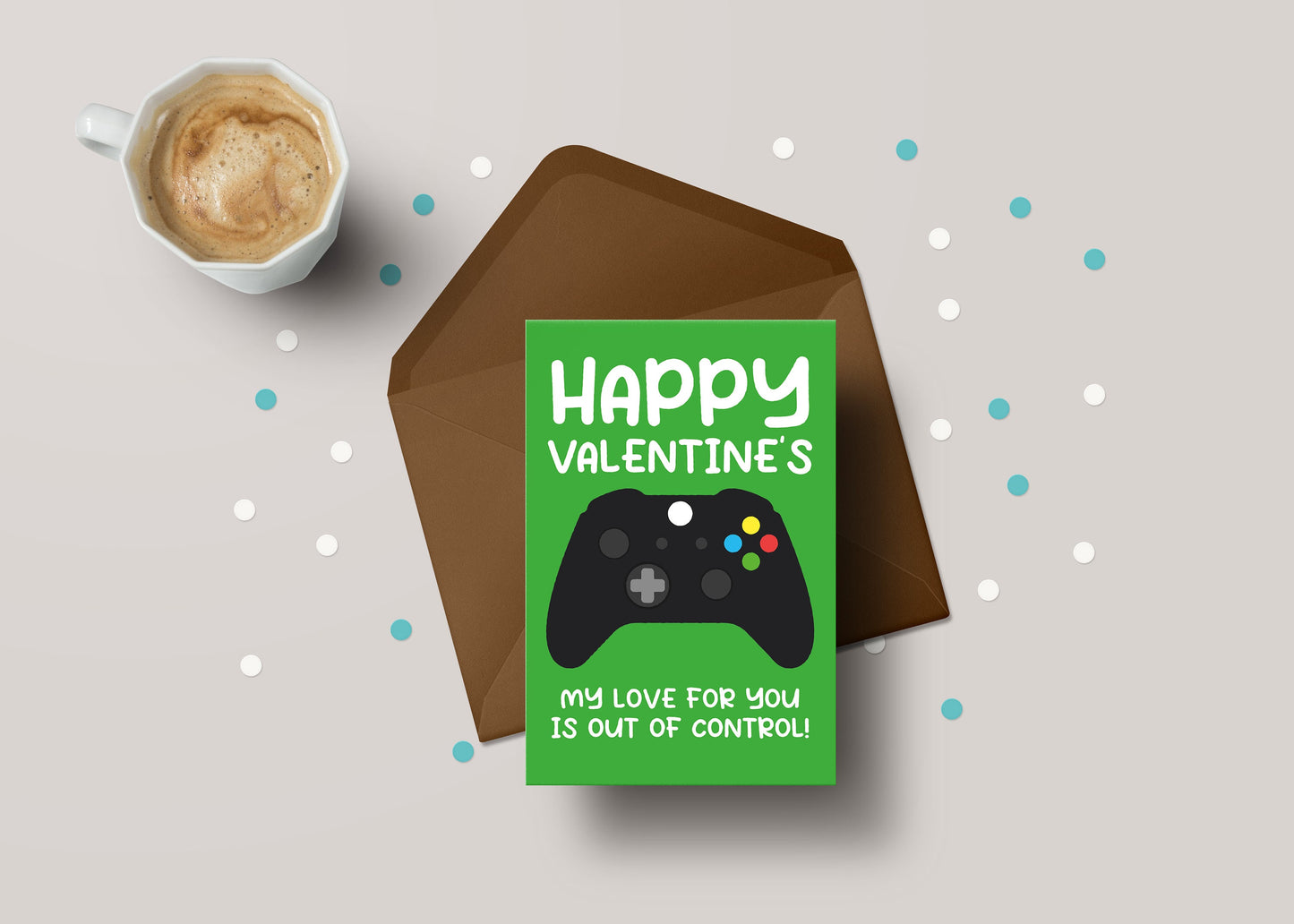 Happy Valentines Xbox My Love For You Is Out Of Control! - Funny Gamer Valentines Greeting Card - GC115