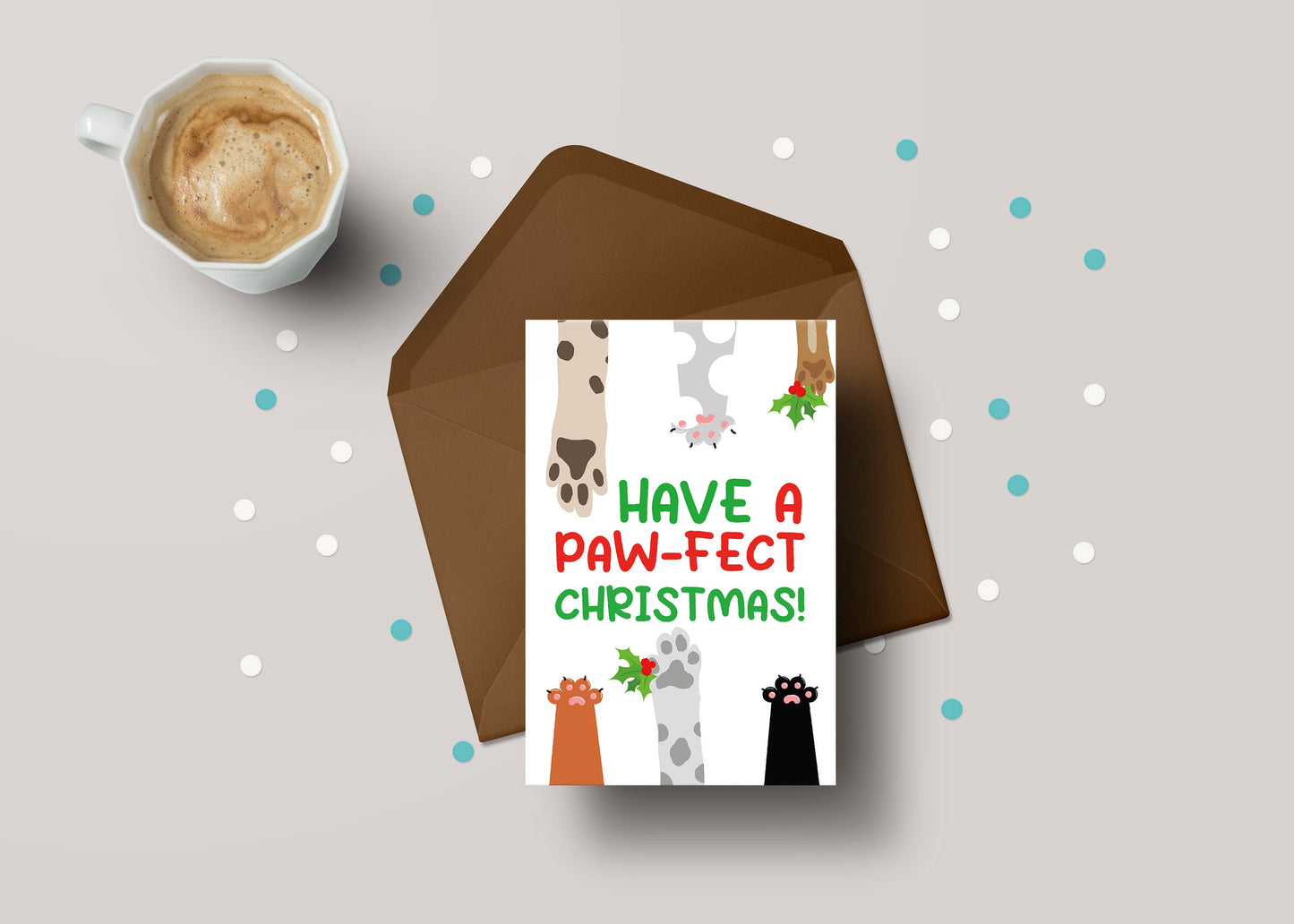 Have A Pawfect Christmas! - Funny Personalised Cat/Dog Christmas Greeting Card