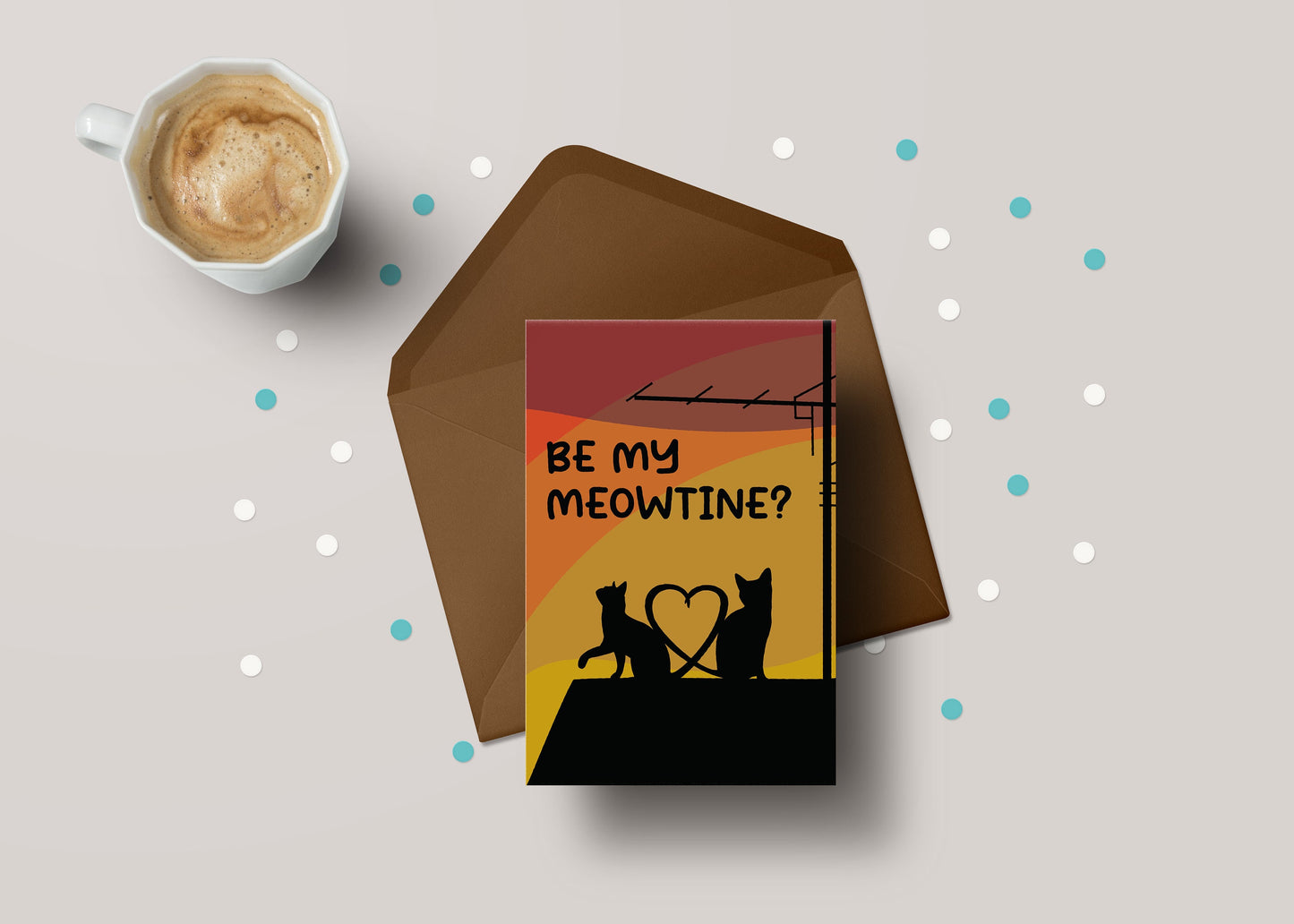 Be My Meowtine! - Husband Wife Cat Valentine's Greeting Card