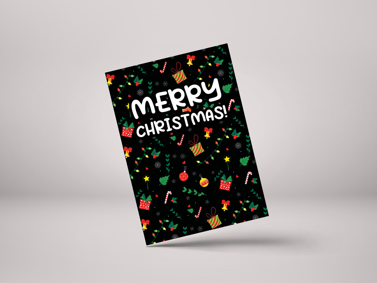 Merry Christmas Black Pattern! - Personalised Christmas Greeting Card