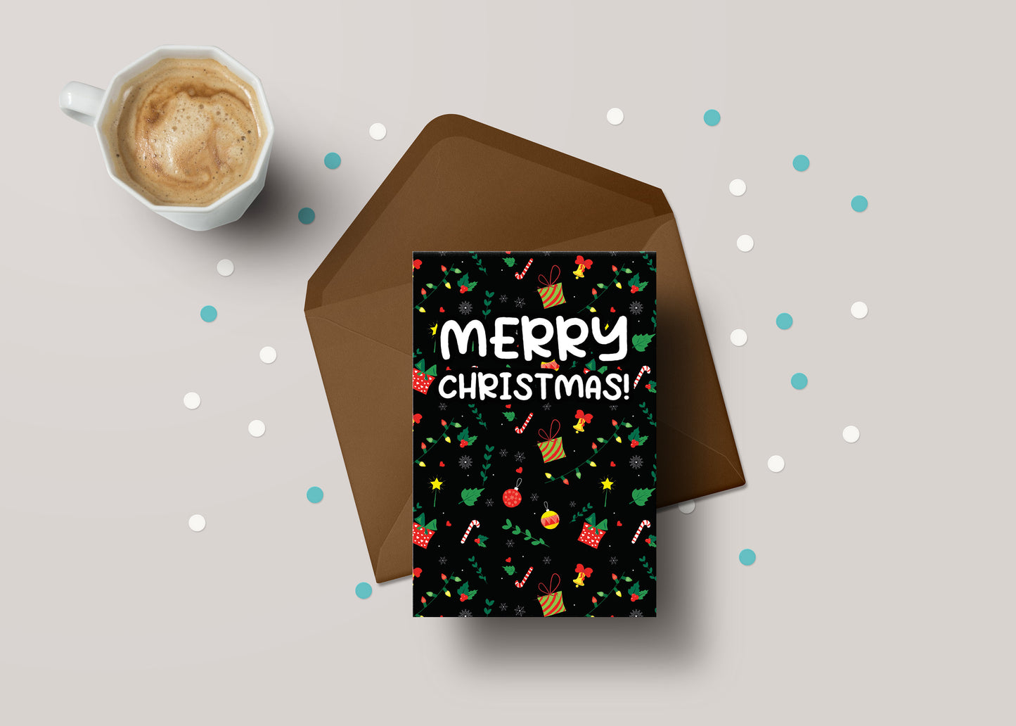 Merry Christmas Black Pattern! - Personalised Christmas Greeting Card