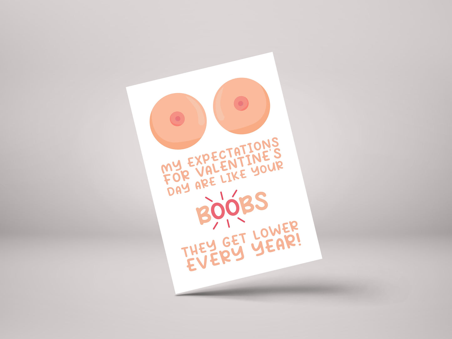 My Expectations For Valentines Are Like Boobs! - Funny Rude Personalised Valentine's Card